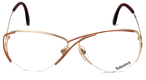Front View of Rodenstock Designer Blue Light Block Glasses 828 in Gold & Red 59mm Retro 58mm