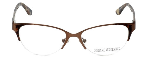 Front View of Corinne McCormack Designer Blue Light Blocking Glasses Gramercy in Brown 52mm