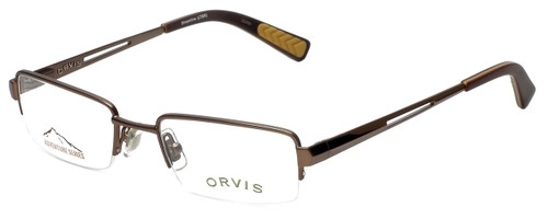 Profile View of Orvis Designer Blue Light Blocking Glasses Streamline Light-Brown 47mm Rectangle