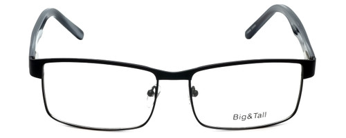 Front View of Big&Tall Designer Blue Light Blocking Glasses 15 in Matte Black Men's Metal 60mm