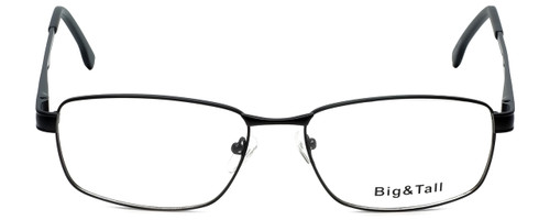 Front View of Big&Tall Designer Blue Light Blocking Glasses 16 in Mens Black Square Metal 59mm