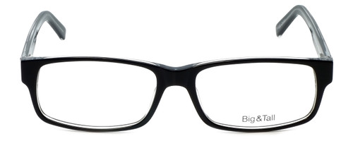 Front View of Big&Tall Designer Blue Light Blocking Glasses 3 in Black Crystal Acetate 60mm