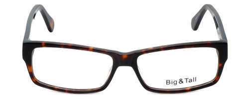Front View of Big&Tall Designer Blue Light Blocking Glasses 9 in Unisex Tortoise Acetate 60mm