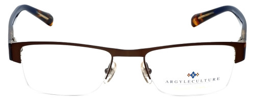 Front View of Argyleculture Designer Blue Light Blocking Glasses Sanders Brown 55mm Rectangle