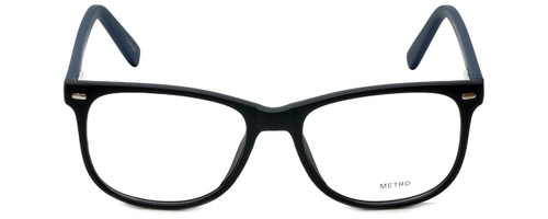 Front View of Metro Designer Blue Light Glasses Metro-35-Black-Navy in Matte Black Navy 53mm