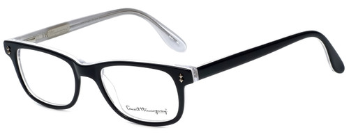 Profile View of Ernest Hemingway Designer Blue Light Blocking Glasses H4617 in Black-Clear 48mm
