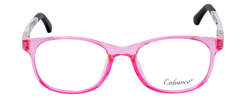 Front View of NY Eye Enhance Kids Designer Blue Light Glasses EN4132 46mm Crystal Pink/Black