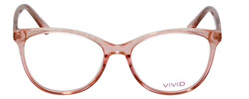 Front View of Vivid Designer Progressive Blue Light Glasses Splash 75 Ladies Pink Sparkle 52mm
