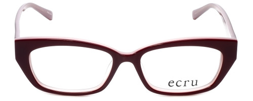 Front View of Ecru Designer Progressive Lens Blue Light Glasses Bowie-001 Wine 50mm Rectangle