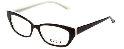 Profile View of Ecru Designer Progressive Lens Blue Light Glasses Bowie-002 in Brown 50mm Cateye