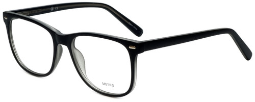 Profile View of Metro 35 Progressive Blue Light Glasses Black Matte Crystal Retro Acetate 53mm