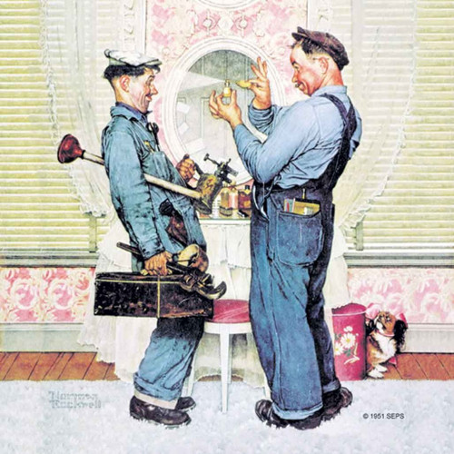 Norman Rockwell Famous Artwork Cleaning Cloth "Plumbers"
