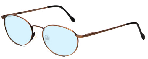 Profile View of Reptile Komodo Designer Blue Light Blocking Glasses Oval Matte Bronze Metal 60mm