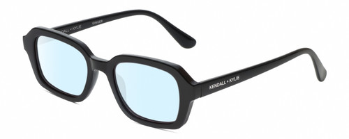 Profile View of Kendall+Kylie KK5152CE GINGER Designer Blue Light Blocking Eyeglasses in Gloss Black Ladies Hexagonal Full Rim Acetate 50 mm