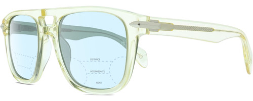 Profile View of Rag&Bone 5005 Designer Progressive Lens Blue Light Blocking Eyeglasses in Crystal Yellow Gold Unisex Pilot Full Rim Acetate 53 mm