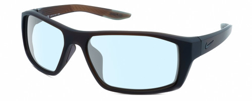 Profile View of NIKE Brazn-Shadow-233 Designer Blue Light Blocking Eyeglasses in Matte Dorado Brown Mens Rectangular Full Rim Acetate 59 mm