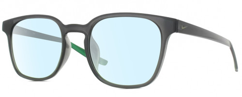 Profile View of NIKE Session-080 Designer Blue Light Blocking Eyeglasses in Oil Grey Crystal Pine Green Unisex Panthos Full Rim Acetate 51 mm