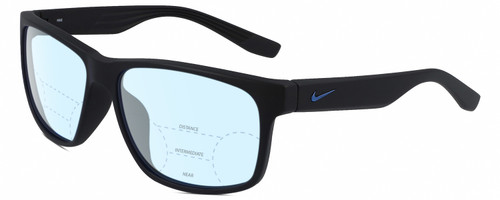 Profile View of NIKE Cruiser-MI-014 Designer Progressive Lens Blue Light Blocking Eyeglasses in Matte Black Unisex Rectangular Full Rim Acetate 59 mm