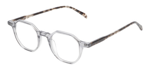 Profile View of Reptile Softshell Designer Blue Light Blocking Eyeglasses in Smoke Grey Crystal Tortoise Havana Unisex Octagonal Full Rim Acetate 45 mm