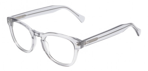 Profile View of Reptile Chelidae Designer Blue Light Blocking Eyeglasses in Smoke Grey Crystal Unisex Panthos Full Rim Acetate 49 mm