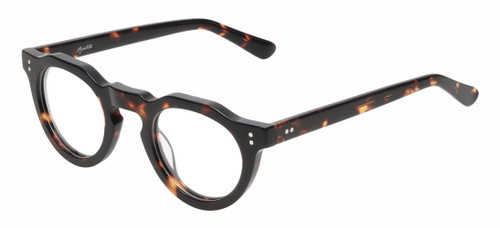 Profile View of Reptile Malayemys Designer Progressive Lens Blue Light Blocking Eyeglasses in Dark Brown Amber Tortoise Havana Ladies Panthos Full Rim Acetate 44 mm