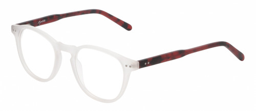 Profile View of Reptile Mata Designer Blue Light Blocking Eyeglasses in Matte Clear Crystal Tortoise Havana Auburn Brown Unisex Panthos Full Rim Acetate 47 mm