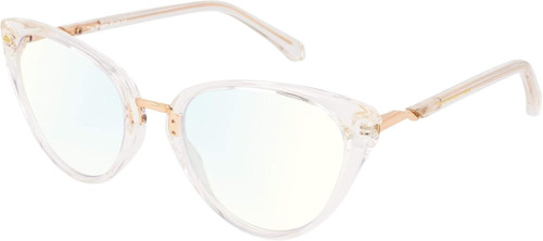 Profile View of Prive Revaux Modern Designer Progressive Lens Blue Light Blocking Eyeglasses in Crystal Clear Ladies Cat Eye Full Rim Acetate 53 mm