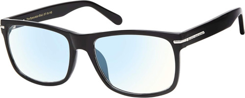 Profile View of Prive Revaux Speculator Designer Blue Light Blocking Eyeglasses in Caviar Black Unisex Square Full Rim Acetate 57 mm