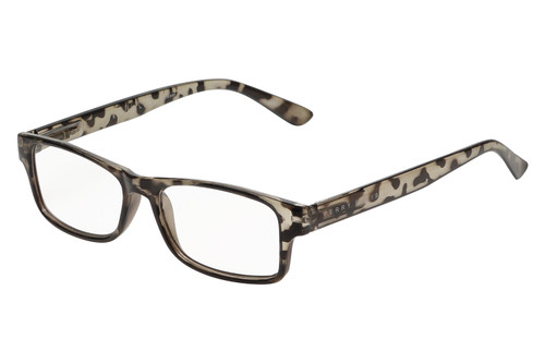 Profile View of Perry Ellis PEBX59 Designer Blue Light Blocking Eyeglasses in Gloss Grey Tortoise Havana Marble Unisex Rectangular Full Rim Acetate 50 mm