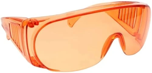 Medspex 1003 Orange Fit Over Safety Glasses Fitover Prescription Eyewear, Migraine Glasses Light Sensitivity Glasses Women Men Outdoor Indoor Blue Light Blocker Over Glasses Eye Protection