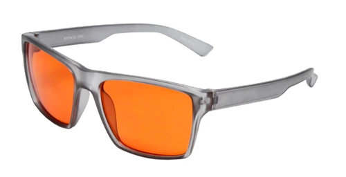 Medspex Sleep Glasses with Dark Orange Blue Light Blocking Lenses | Matte Crystal Black Grey | Unisex Sleep Eyewear for Evening Screen Time | LED Light Protection Glasses|Lightweight Rectangular Frame