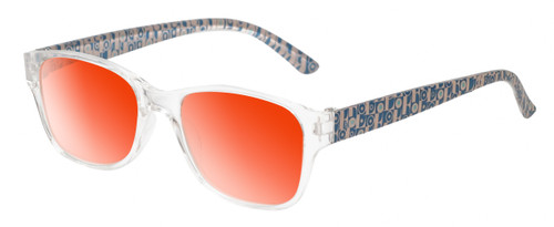 Medspex EL15558R Crystal Clear Modern Art Pink Blue Amber Orange Color Therapy Reading Glasses