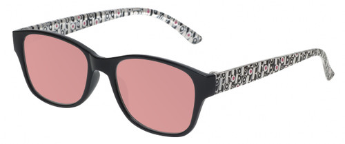 Medspex EL15558R Gloss Black Modern Art White FL-41 Rose Color Therapy Reading Glasses