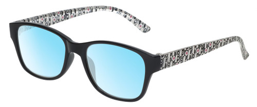 Medspex EL15558R Gloss Black Modern Art White Baby Blue Color Therapy Reading Glasses
