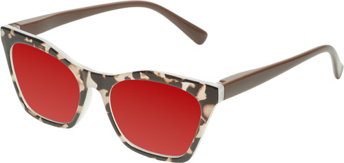 Medspex 8240 Jelly White Front/Brown Demi Pattern/Solid Green Temples Deep Red Color Therapy Reading Glasses
