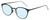 Profile View of Eyebobs Jim Dandy Designer Progressive Lens Blue Light Blocking Eyeglasses in Satin Forest Green Crystal Unisex Round Full Rim Metal 50 mm with Blue Light Zone functionality illustration laid over the lens