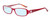 Profile View of Vera Bradley Madeline Designer Blue Light Blocking Eyeglasses in Red Pink Swirl Ladies Rectangle Full Rim Acetate 50 mm