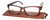 Front and Case View of Calabria Morgan Rectangle Designer Blue Light Block Glasses 52 mm in Brown Frost
