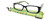 Front and Case View of Calabria Beth Square Designer Progressive Blue Light Glasses 50 mm in Lime Green