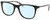 Profile View of John Varvatos V418 Designer Blue Light Blocking Eyeglasses in Gloss Black Gunmetal Skull Accents Clear Unisex Panthos Full Rim Acetate 52 mm