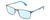 Profile View of Police VPLA46 Designer Blue Light Blocking Eyeglasses in Matte Navy Blue Cyan Silver Unisex Rectangular Full Rim Metal 56 mm