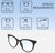 Dimensions and Measurements Illustration of Prive Revaux Julia Designer Blue Light Blocking Eyeglasses in Caviar Black Ladies Cat Eye Full Rim Acetate 53 mm