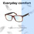 Lightweight Construction Illustration of Prive Revaux Speculator Designer Progressive Lens Blue Light Blocking Eyeglasses in Chestnut Brown Tortoise Havana Unisex Square Full Rim Acetate 57 mm