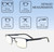 Dimensions and Measurements Illustration of Prive Revaux Spinoza Designer Blue Light Blocking Eyeglasses in Midnight Blue Unisex Rectangular Full Rim Metal 49 mm