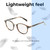 Lightweight Construction Illustration of OTIS A Day Late Designer Progressive Lens Blue Light Blocking Eyeglasses in Eco Hornwood Unisex Round Full Rim Acetate 50 mm
