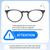 Size Awareness Illustration of OTIS Omar Designer Blue Light Blocking Eyeglasses in Satin Black Clear Unisex Round Full Rim Acetate 50 mm