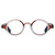 Front View of Elton John Mash Up Designer Progressive Lens Blue Light Blocking Eyeglasses in Red Crystal Unisex Round Full Rim Acetate 44 mm