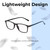 Lightweight Construction Illustration of Perry Ellis PEBX57 Designer Progressive Lens Blue Light Blocking Eyeglasses in Gloss Black Marble Unisex Panthos Full Rim Acetate 50 mm