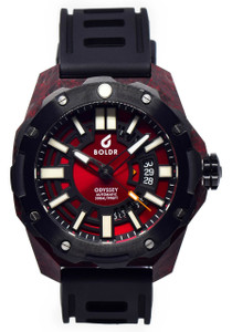 BOLDR Odyssey Carbon Swiss Automatic Red Limited Edition (BD-ODYA-CR) front BOLDR Odyssey Carbon Swiss Automatic Red Limited Edition (BD-ODYA-CR) front