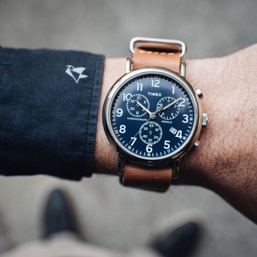 timex weekender chronograph blue dial